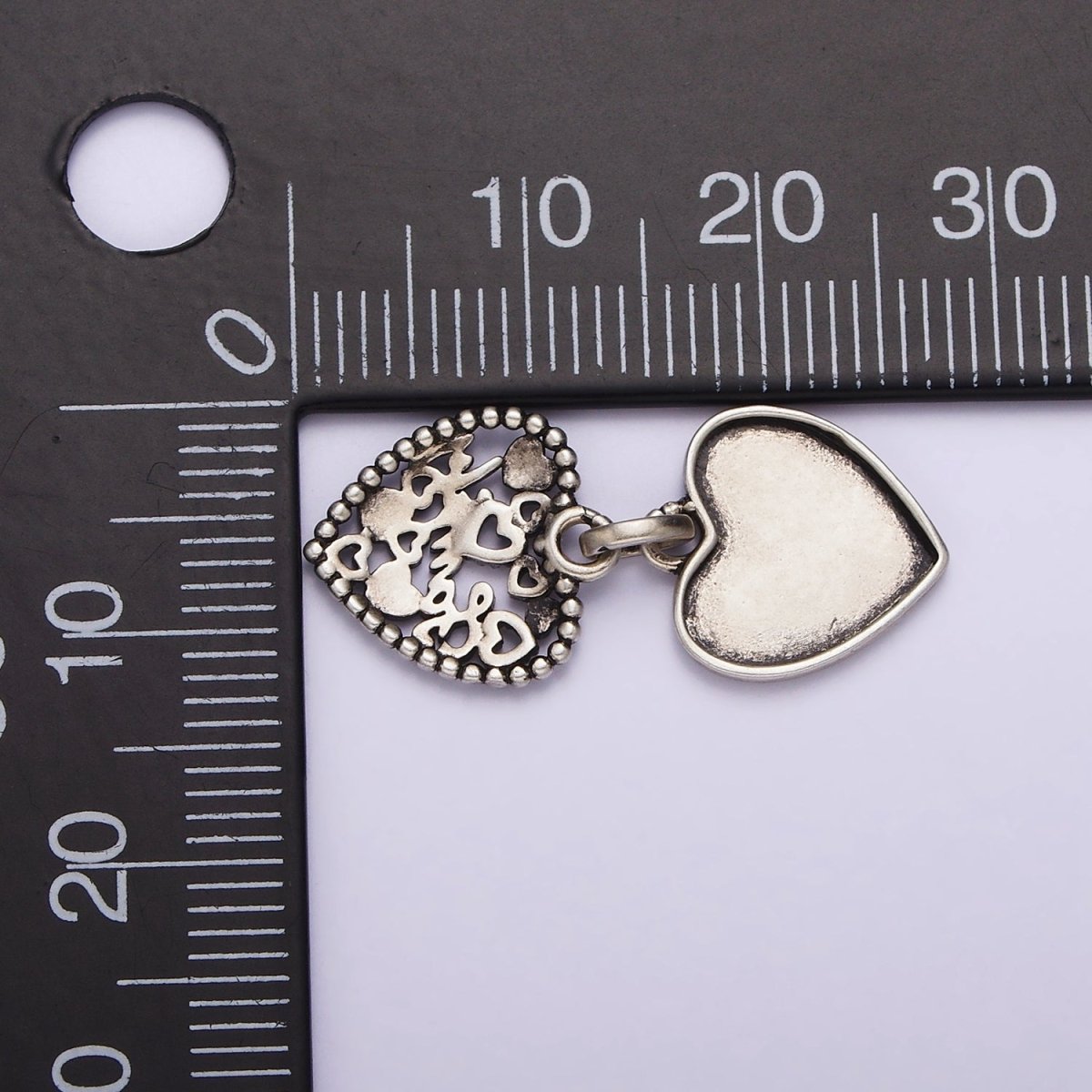 Sterling Silver S925 "Family" Cursive Script Double Open Heart Pendant | SL-329
