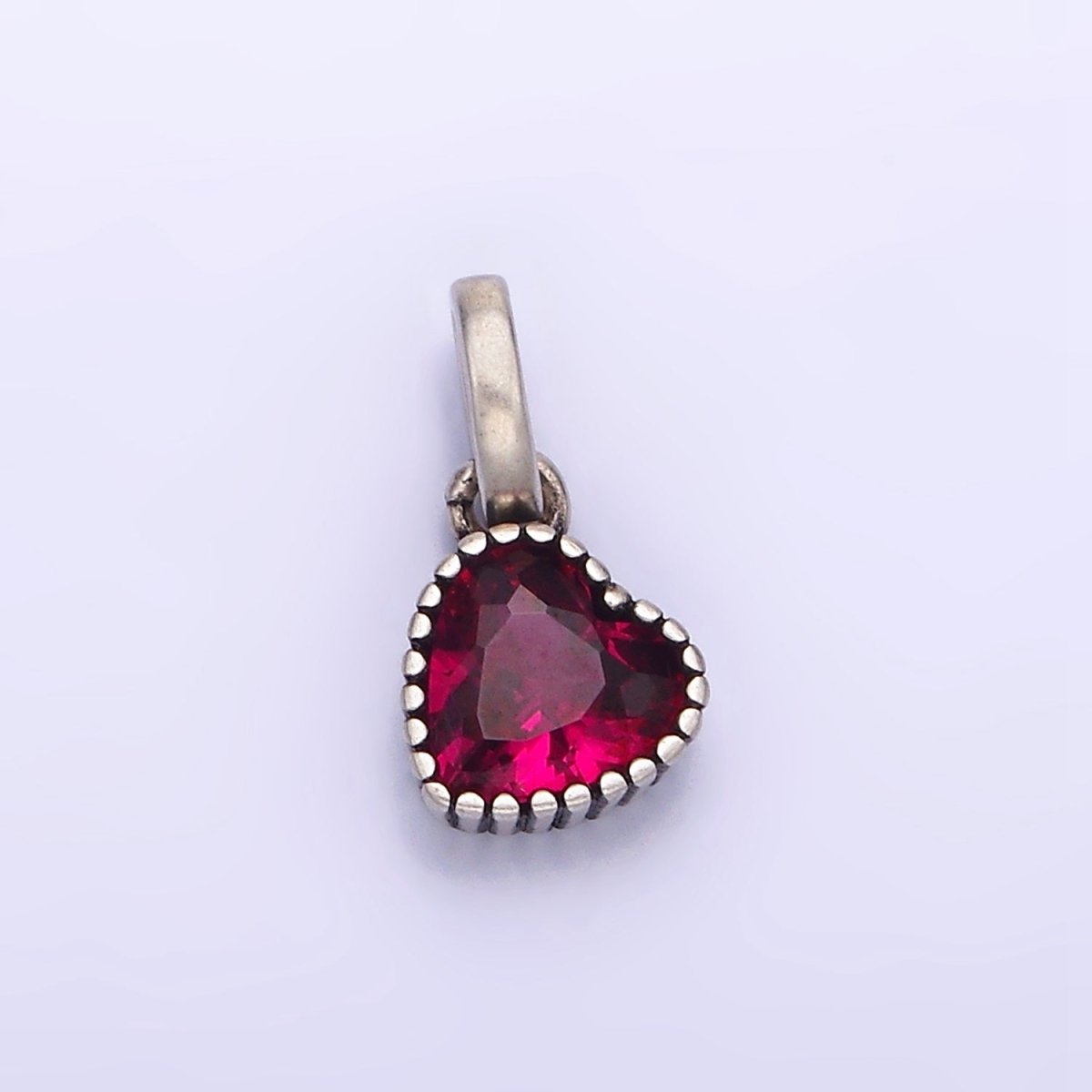 Sterling Silver S925 Fuchsia CZ Heart Pendant | SL-347