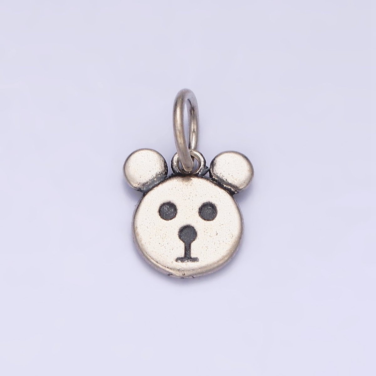 Sterling Silver S925 Mini Bear Head Triple Round Animal Charm | SL-282