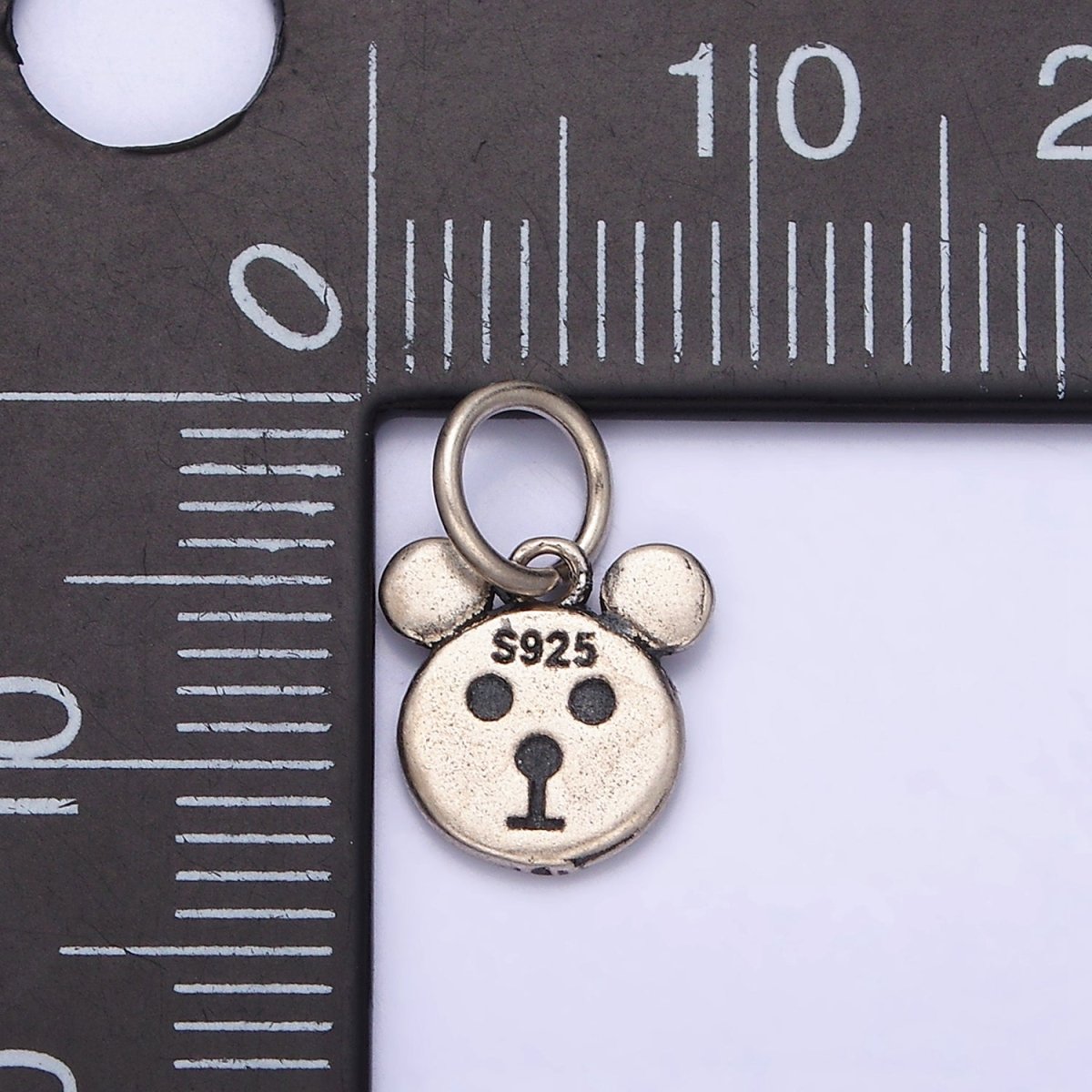 Sterling Silver S925 Mini Bear Head Triple Round Animal Charm | SL-282