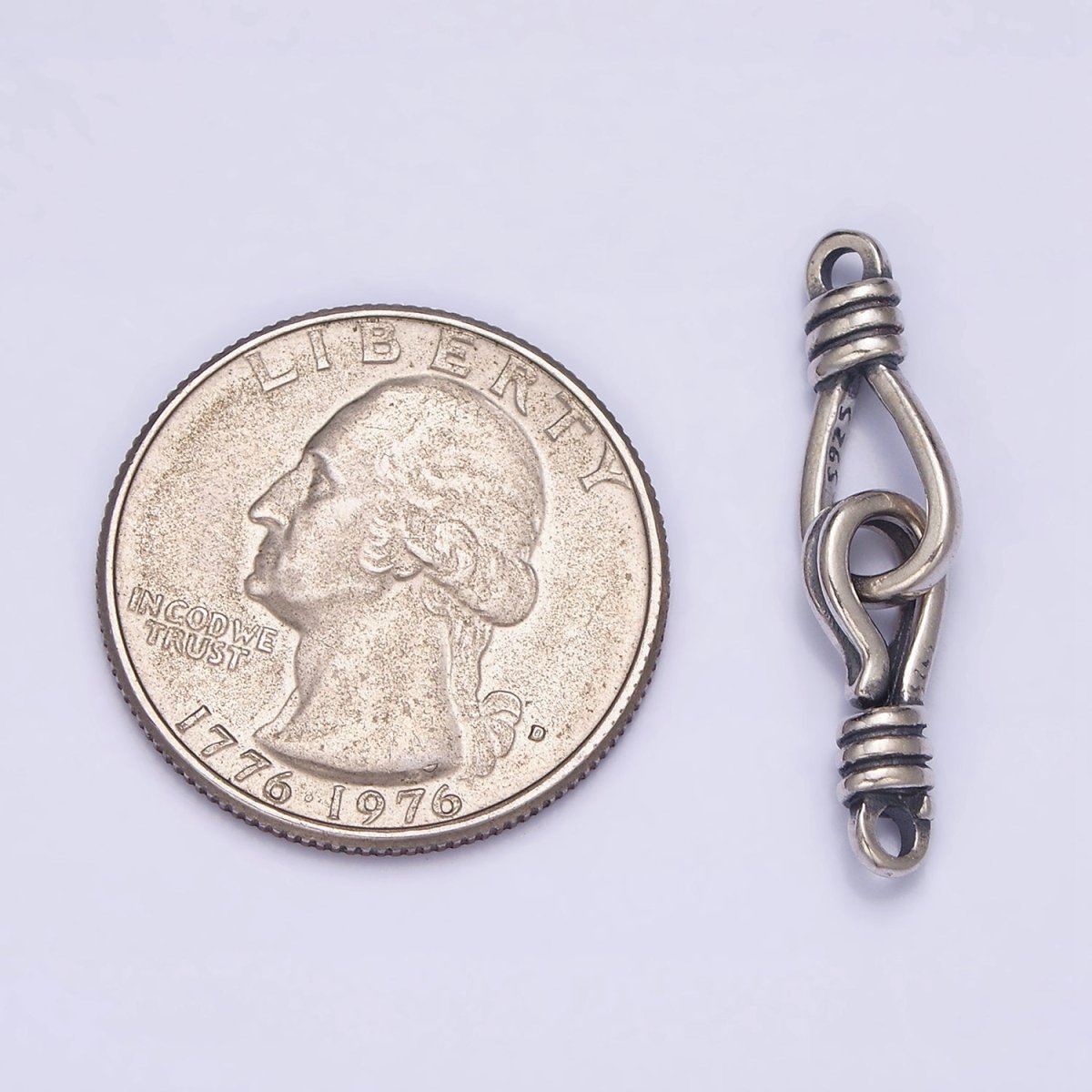 Sterling Silver S925 Oval Double Hook 30mm Connector | SL-291