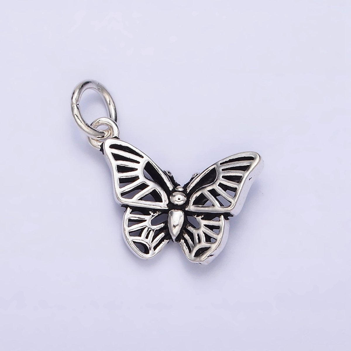 Sterling Silver S925 Pet Insect Butterfly Mariposa Black Wings Charm | SL-278