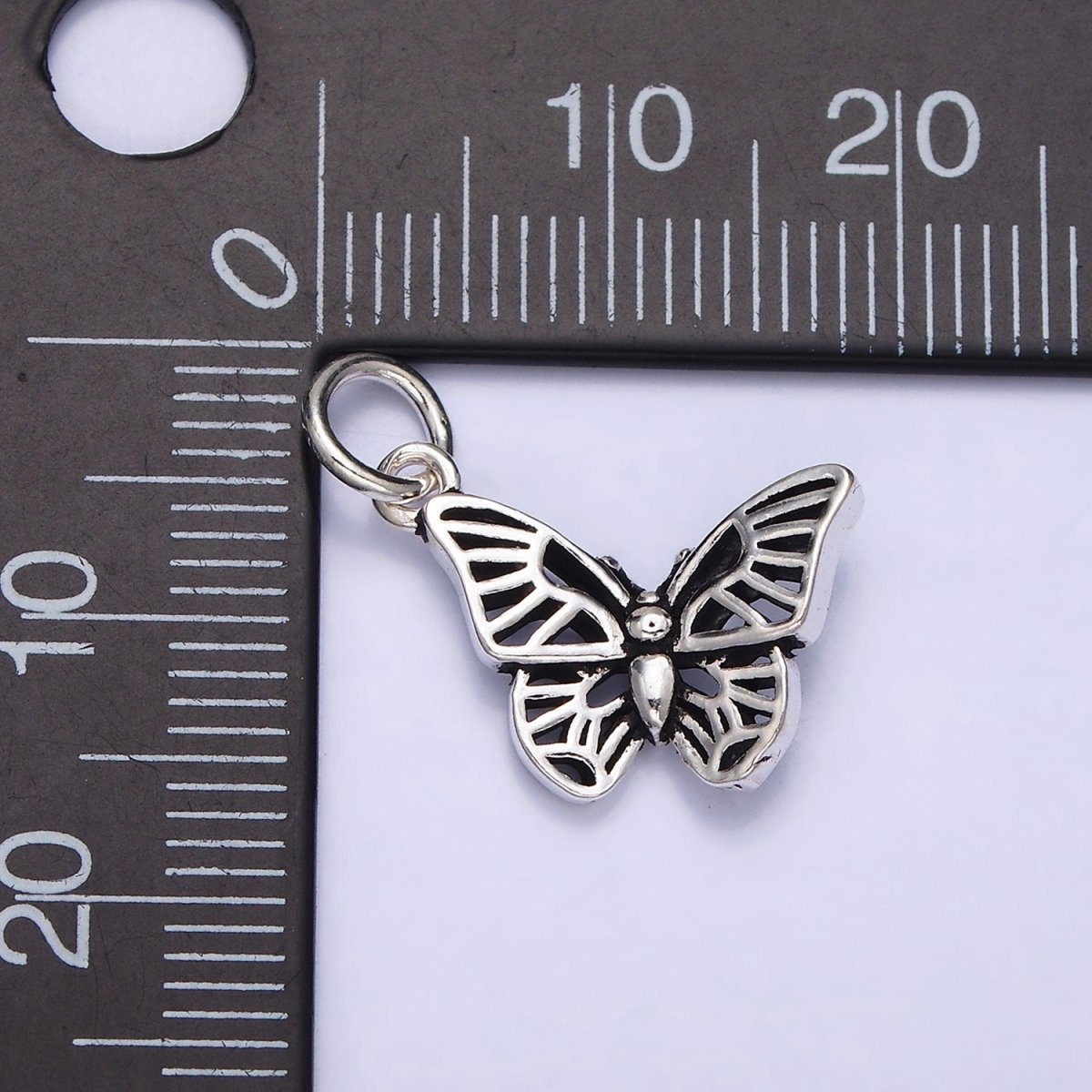 Sterling Silver S925 Pet Insect Butterfly Mariposa Black Wings Charm | SL-278