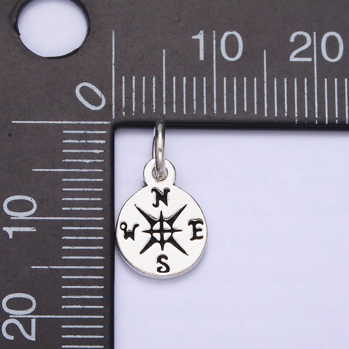 OS Sterling Silver S925 World Nautical Compass Round Charm | SL-276