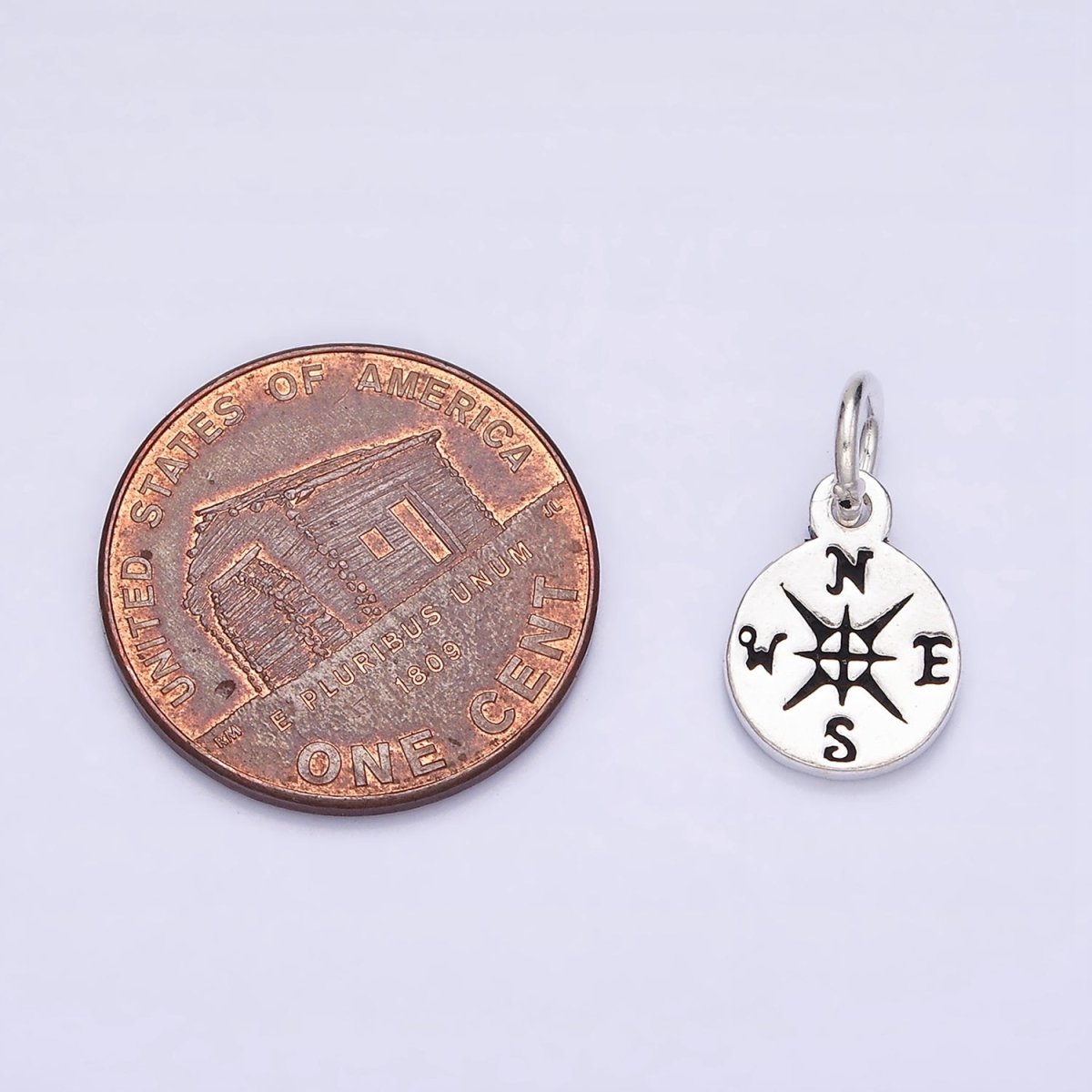 OS Sterling Silver S925 World Nautical Compass Round Charm | SL-276