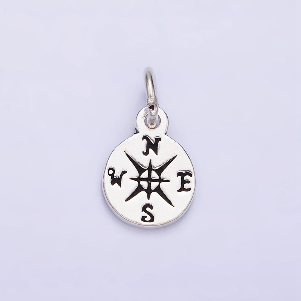 OS Sterling Silver S925 World Nautical Compass Round Charm | SL-276
