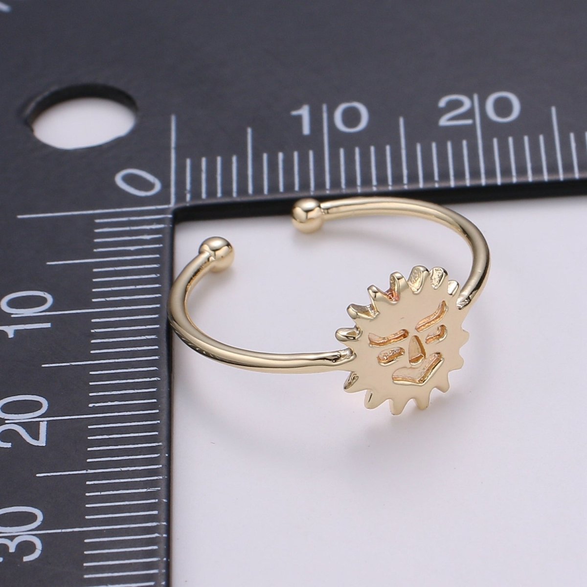 Sun 18k Gold Ring, Helios Adjustable Gold Curb Ring, Simple Ring, Titan Ring R-263