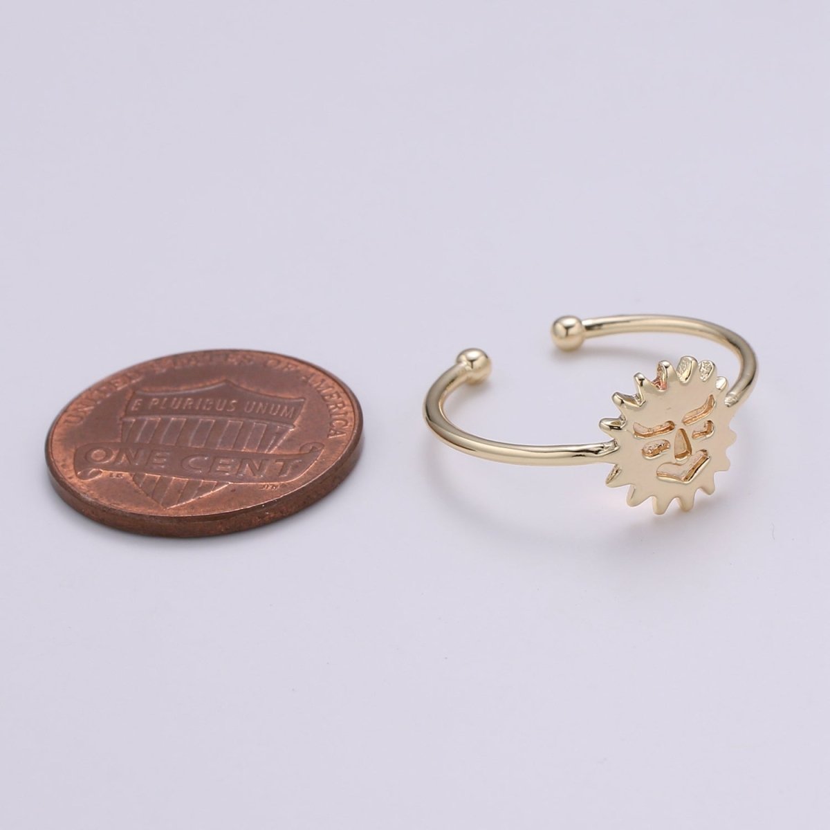 Sun 18k Gold Ring, Helios Adjustable Gold Curb Ring, Simple Ring, Titan Ring R-263