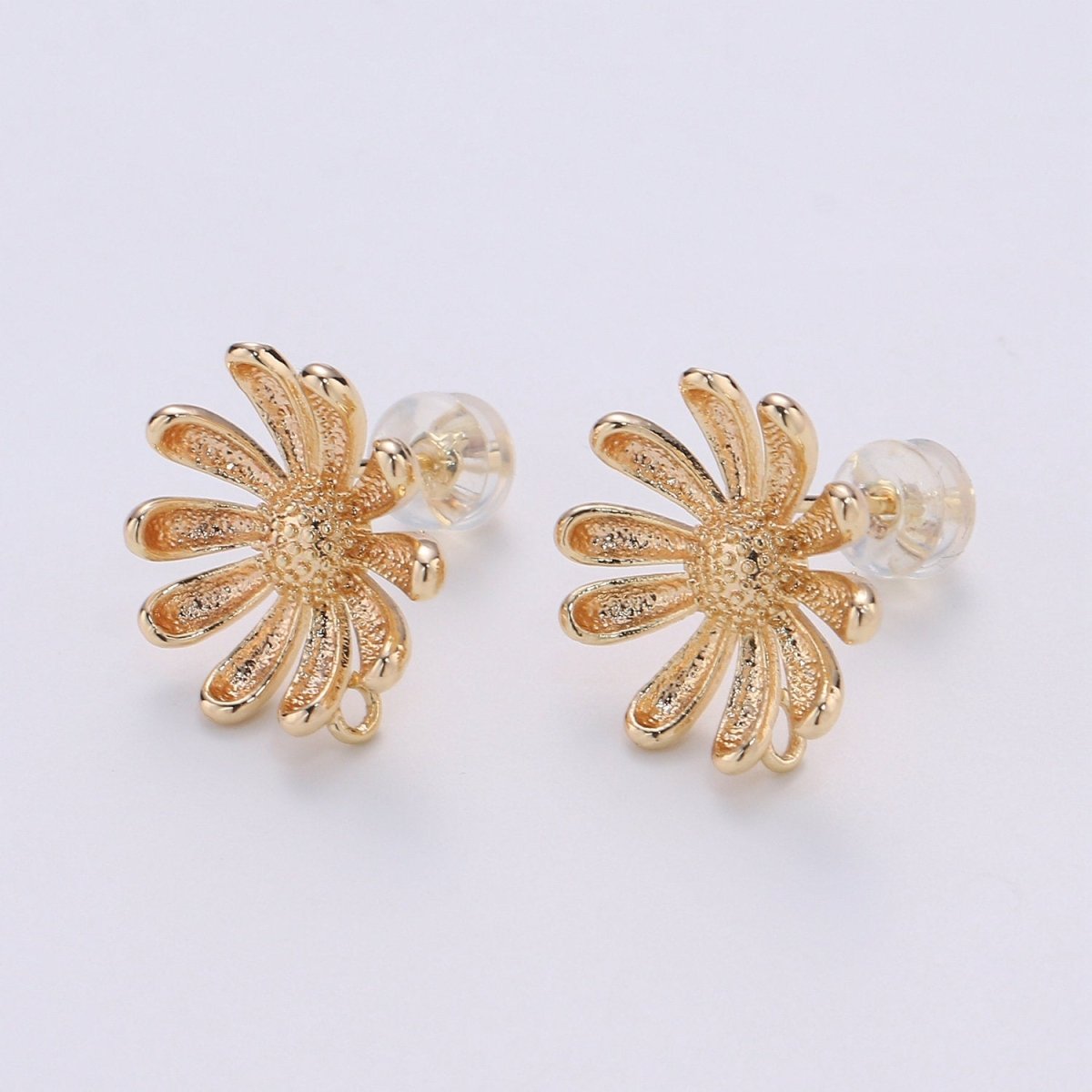 Sun Flower Stud Earring Gold Vermeil Summer Floral Earring DIY Jewelry Component for Christmas Gift K-842