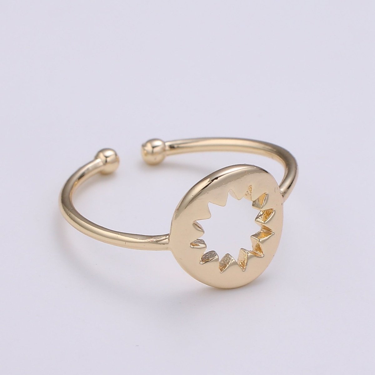 Sun of the Universe 18k Gold Ring, Sun Bright Adjustable Gold Curb Ring, Simple Ring, Circle Ring R-255