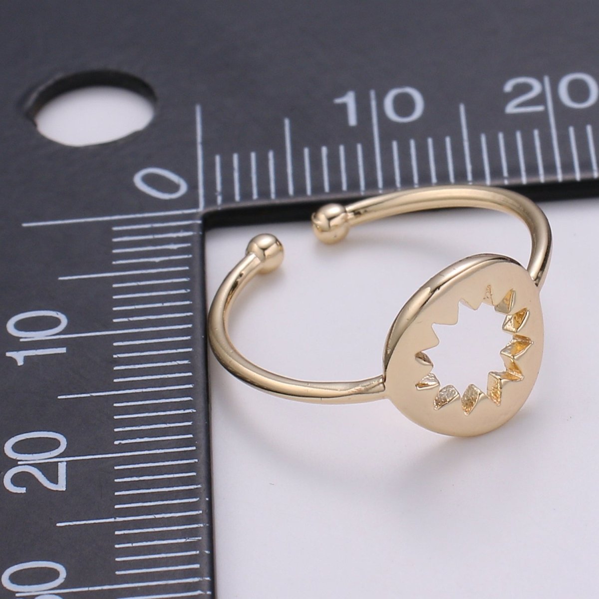 Sun of the Universe 18k Gold Ring, Sun Bright Adjustable Gold Curb Ring, Simple Ring, Circle Ring R-255