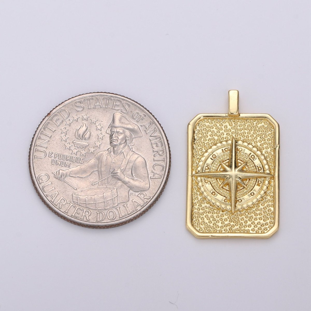Tag Charm 14k Gold Filled coin pendant, Medallion charms,Compass charms, Vintage Military Tag Charm for Necklace Bracelet Earring I-675
