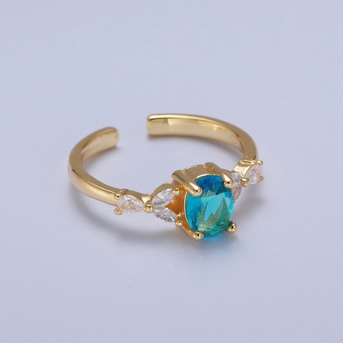 Teal Oval Cubic Zirconia Promise Ring O-781