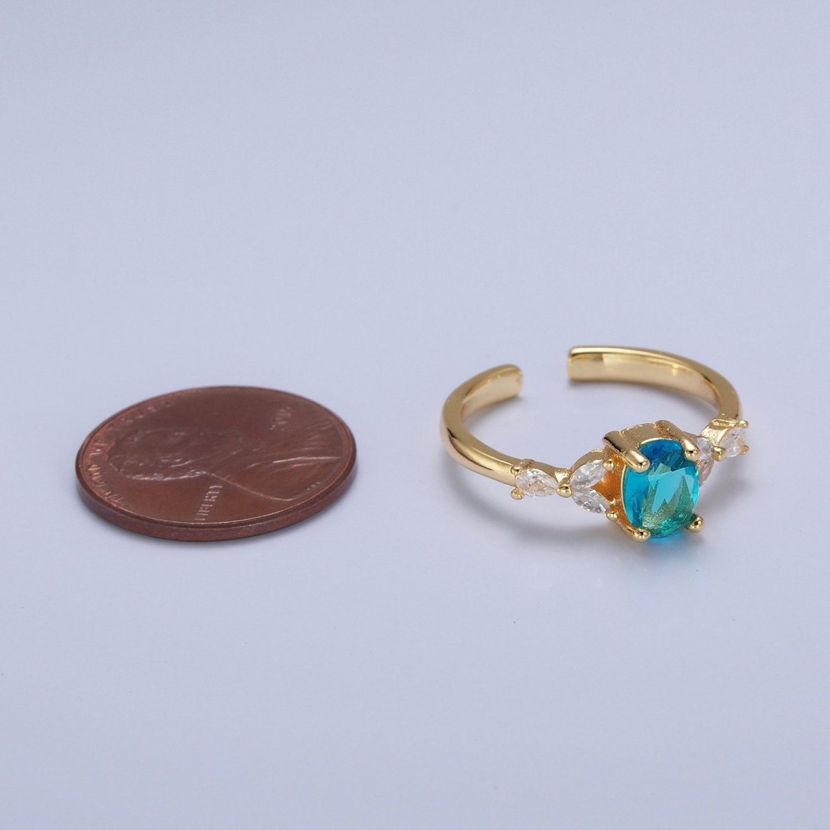 Teal Oval Cubic Zirconia Promise Ring O-781