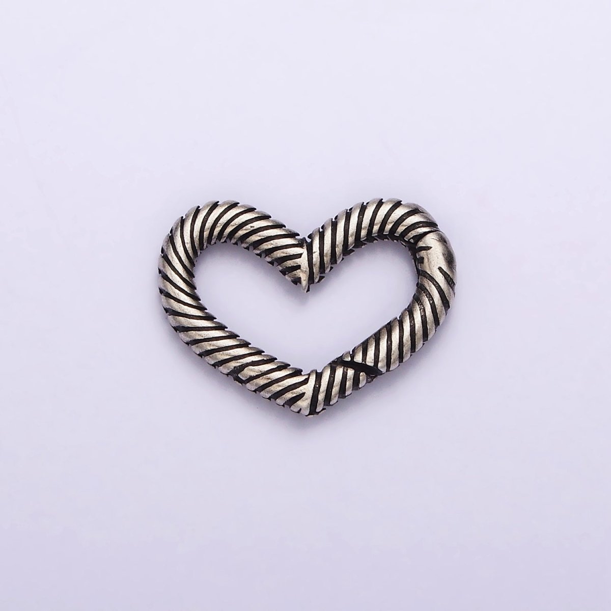 Textured Clasp Antique Silver S925 Sterling Silver Hinged Heart Push Gate Ring Clasp Charm Pendants Interchangeable Connectors SL-309