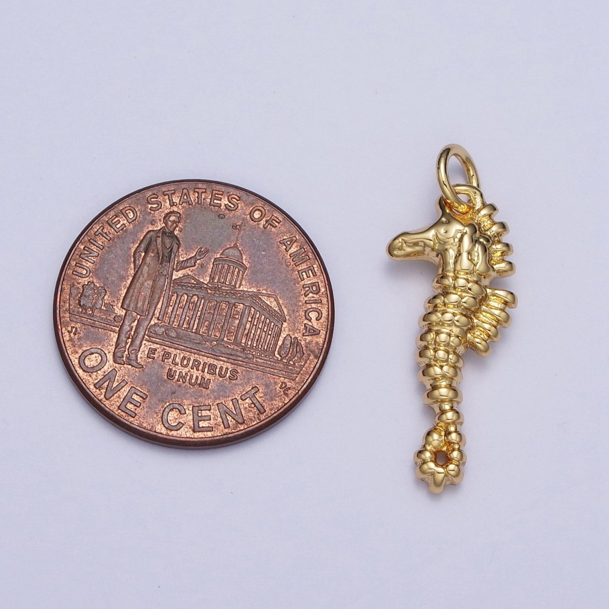 Textured Gold Seahorse Ocean Wildlife Charm, Under The Sea Pendant For Jewelry Making  AG-113