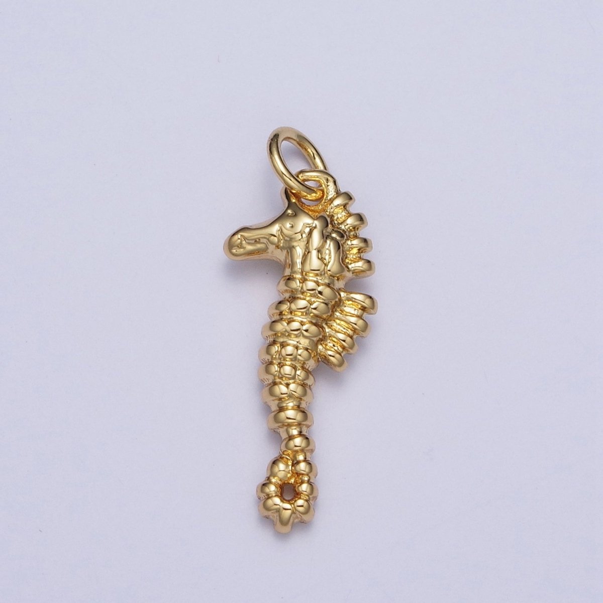 Textured Gold Seahorse Ocean Wildlife Charm, Under The Sea Pendant For Jewelry Making  AG-113