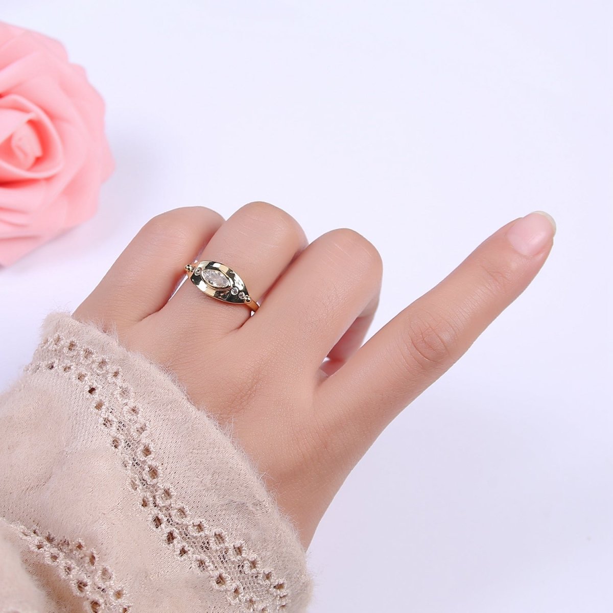 The Eye Ring in 14k Gold Filled Open Adjustable Jewelry U-378