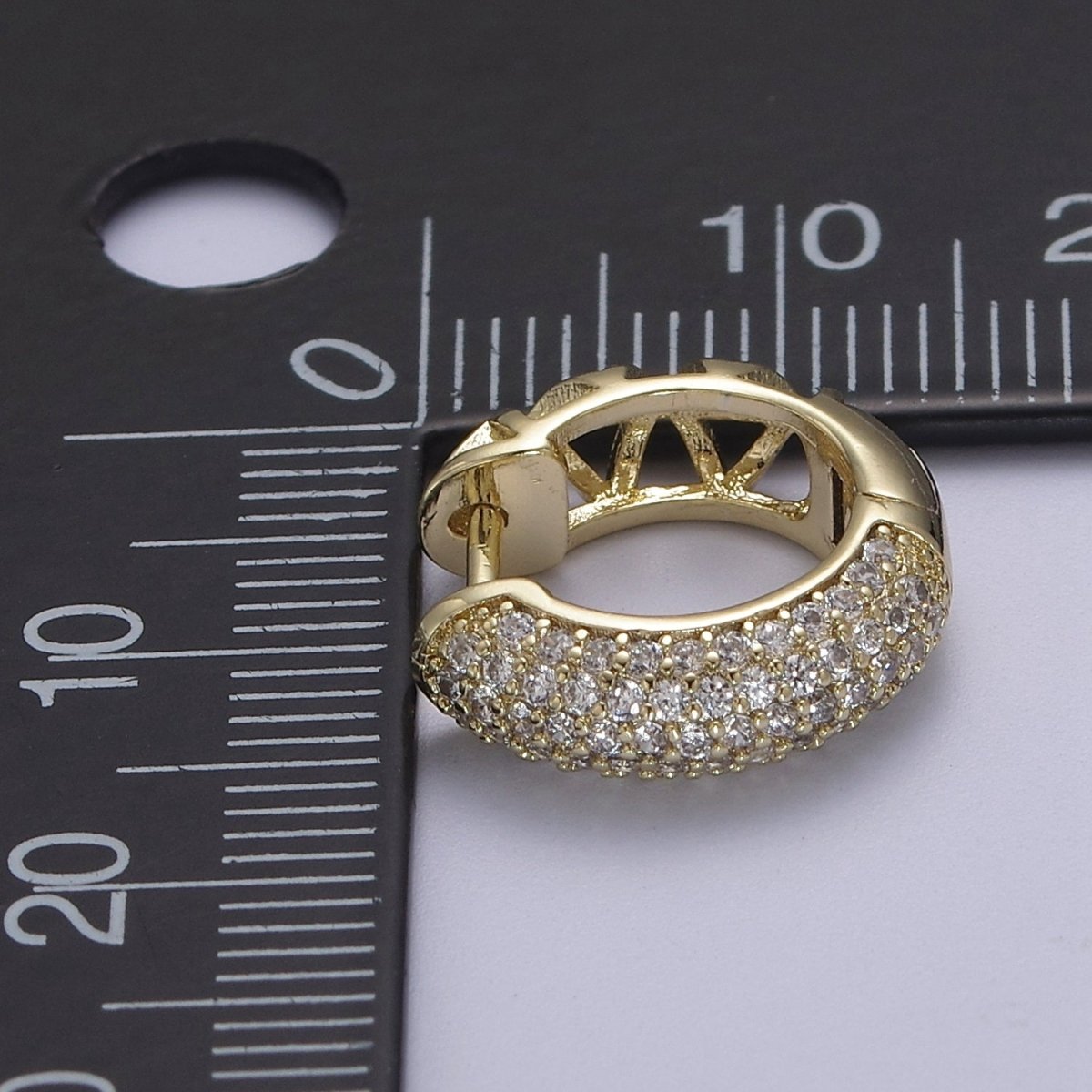 Thick CZ Huggies, Bold Diamond Earrings, 14K Gold Filled Huggie Chunky Pave Huggies V-157