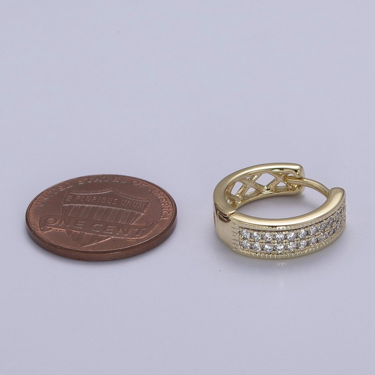 Thick Gold Hoop 16mm Earring 14k Gold Filled CZ Huggie Earring Jewelry V-146