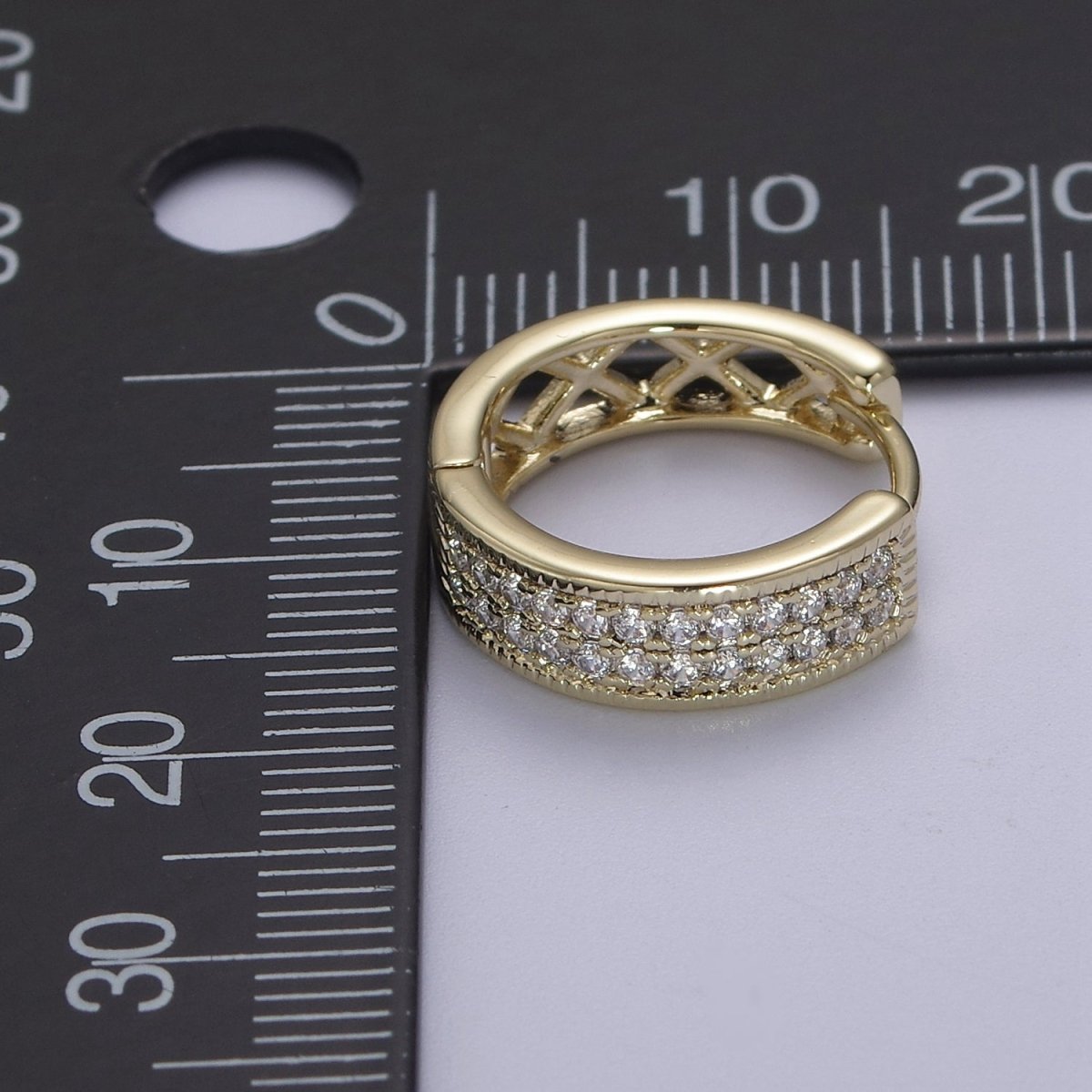 Thick Gold Hoop 16mm Earring 14k Gold Filled CZ Huggie Earring Jewelry V-146