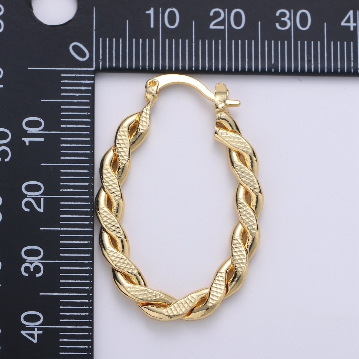 Thick Gold Oval Hoops Twisted Croissant Medium Trendy Hoop Earrings Gold Vermeil Earring Statement hoops fashion earrings for gift Q-236