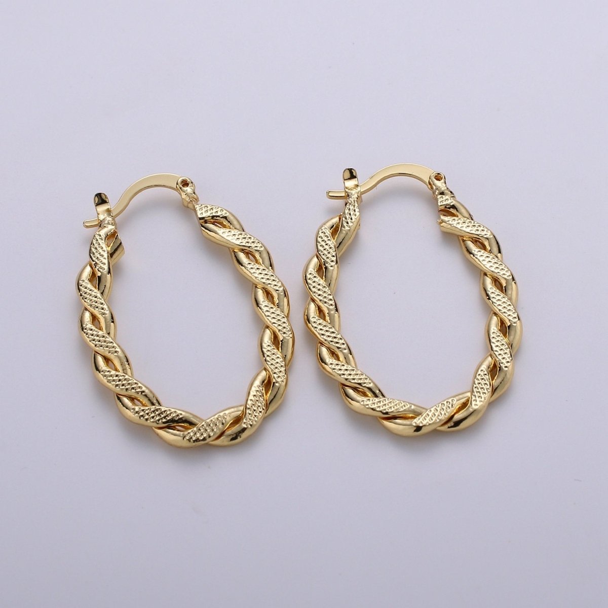 Thick Gold Oval Hoops Twisted Croissant Medium Trendy Hoop Earrings Gold Vermeil Earring Statement hoops fashion earrings for gift Q-236
