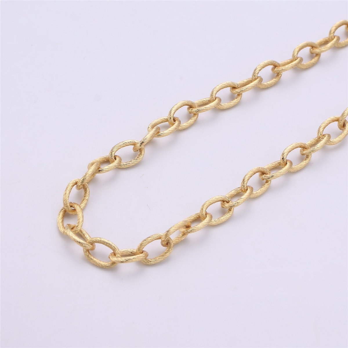 Thick Rolo Cable 14K Gold Plated Chain Necklace, Chunky Chain by Yard Thick Chain 14K GF Faceted Oval Chain Necklace 10x7mm, Textured CABLE Chain | ROLL-063 Clearance Pricing