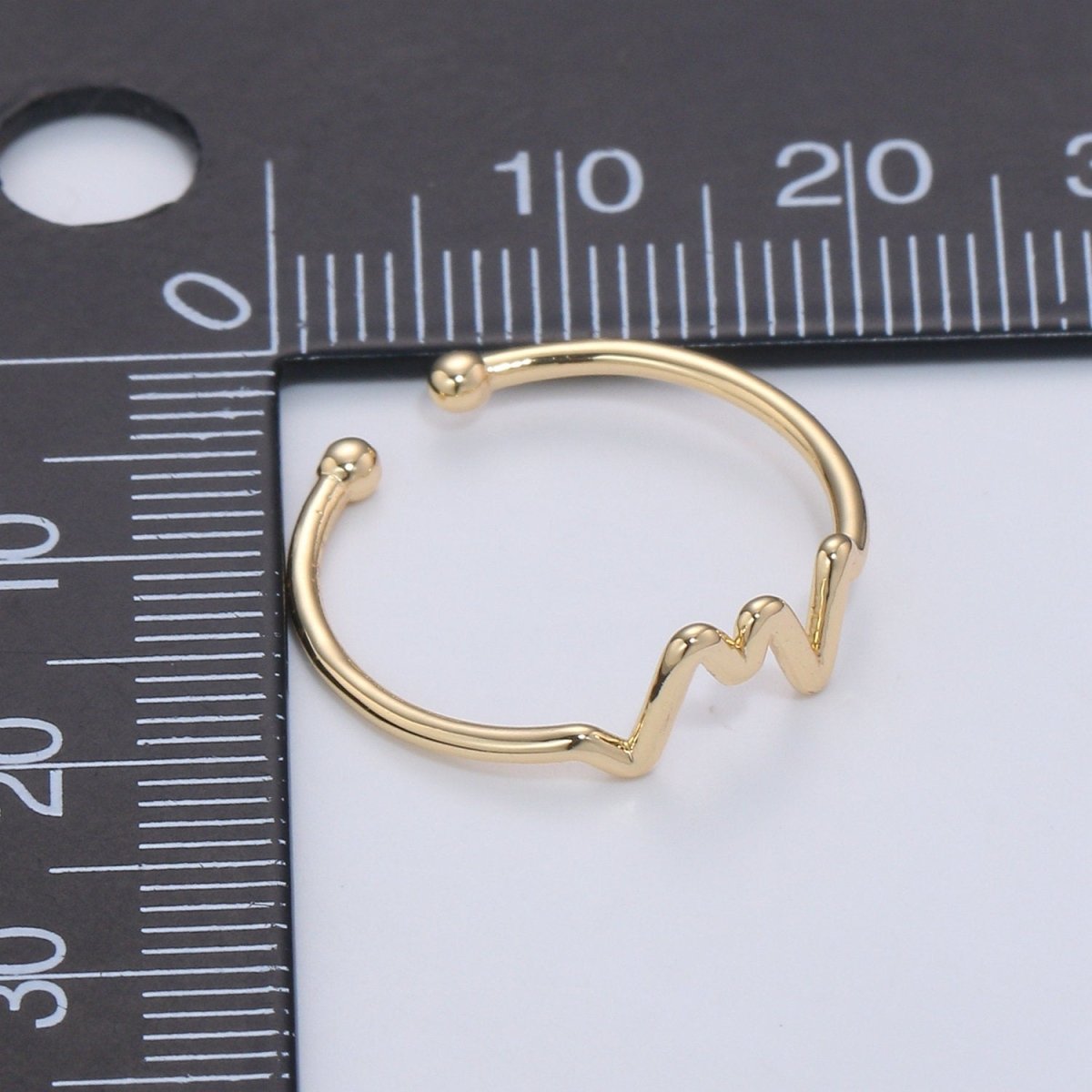 Thin Chevron Ring - Gold Stacking Ring - Dainty Ring - Open Ring - Heart Beat Ring - Thin Band - Simple Gold Ring Minimalist Jewelry  R-069