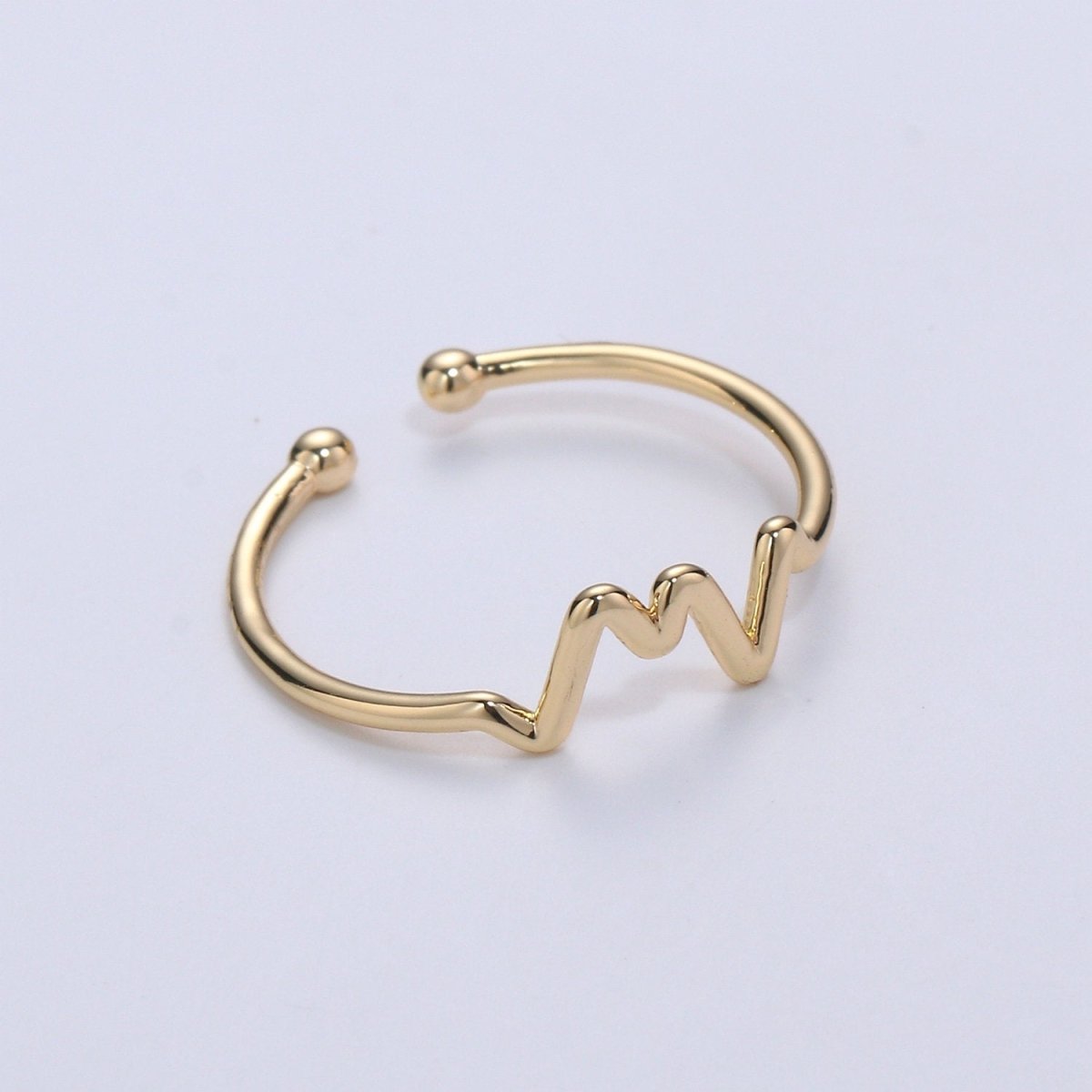 Thin Chevron Ring - Gold Stacking Ring - Dainty Ring - Open Ring - Heart Beat Ring - Thin Band - Simple Gold Ring Minimalist Jewelry  R-069