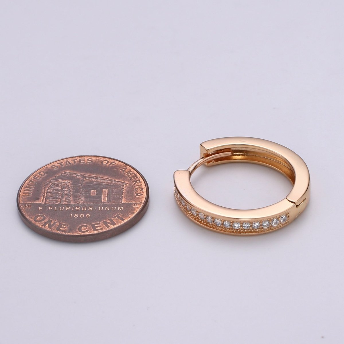 Thin Mini Ear Huggies - Rose Gold CZ Hoops | Micro Pave Huggies | Small Hoops | Dainty Huggies Hoop Earrings | Cartilage Hoops | Helix Hoops Q-309