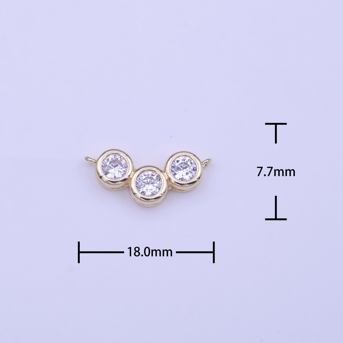 Three Bubble Round Clear CZ Gold Link Connector | Y-648