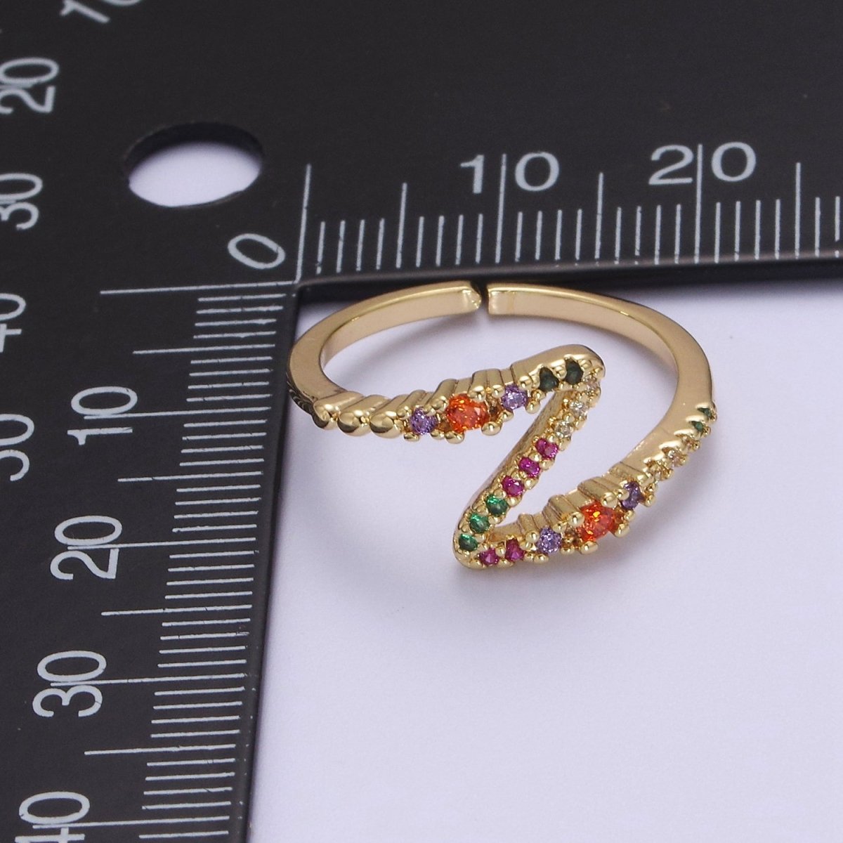 Thunderbolt Ring, Lightning Bolt Ring Cubic Colorful Cubic Zirconia Ring, Nature Inspired Ring, Unique Thunder Lightning Ring S-540