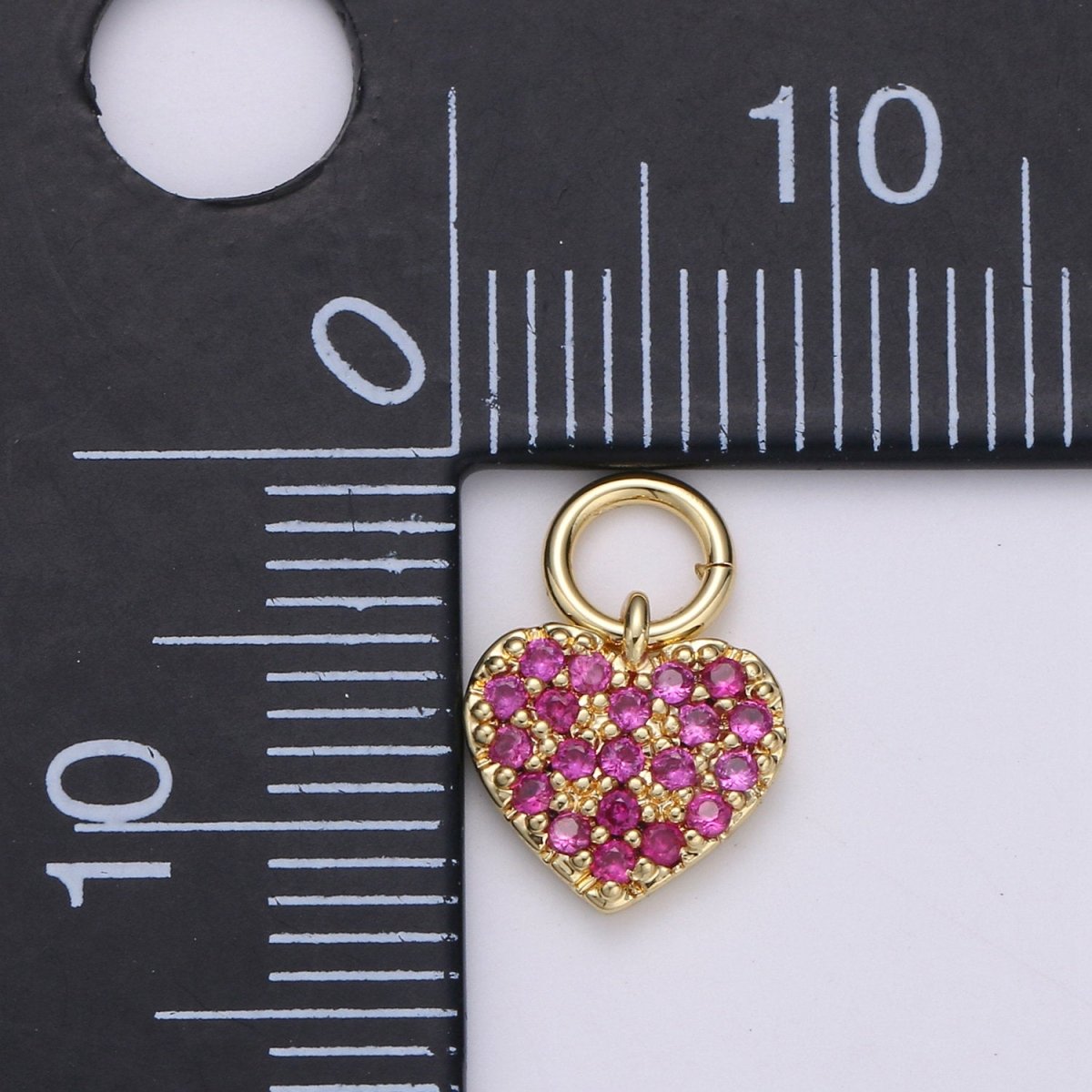 Tiny 14k Gold Filled Heart Charms, Love Pendant, Dainty Red Color Cz Heart Charm for Minimalist Bracelet Earring Necklace supply D-607