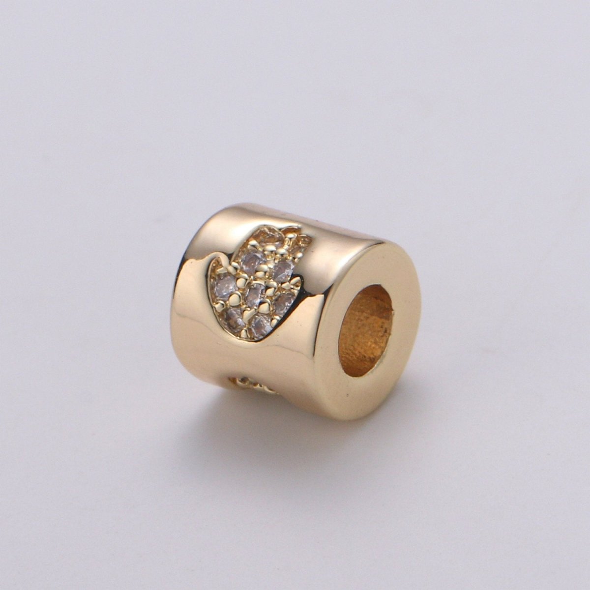 Tiny Beads  6mm Bead CZ Gold Beads Hamsa Hand Beads cylinder Cubic Beads for Bracelet Necklace Supply Large Hole Beads 3mm hole