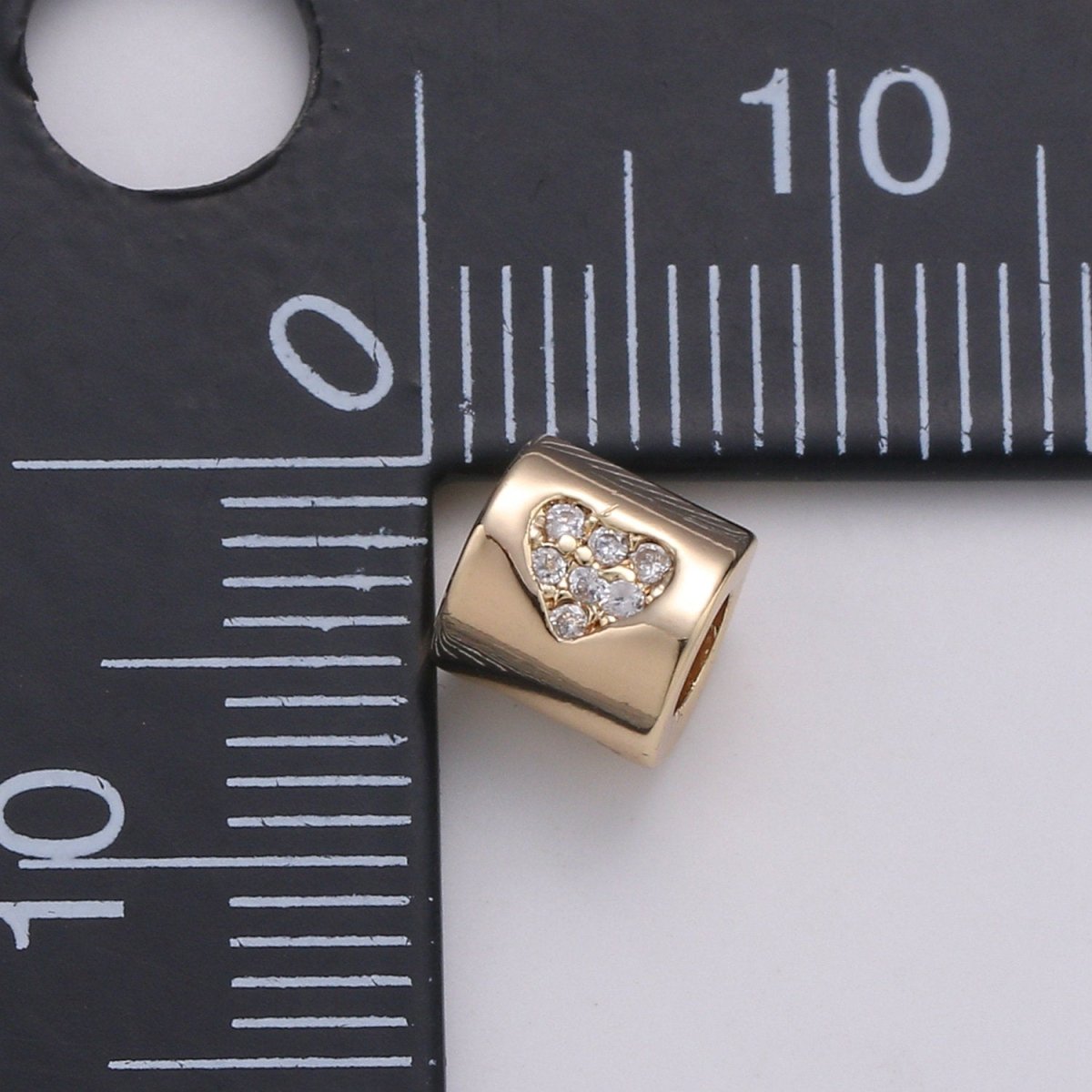 Tiny Beads 6mm Bead CZ Gold Beads Heart Beads cylinder Cubic Beads for Bracelet Necklace Supply Large Hole Beads 3mm hole