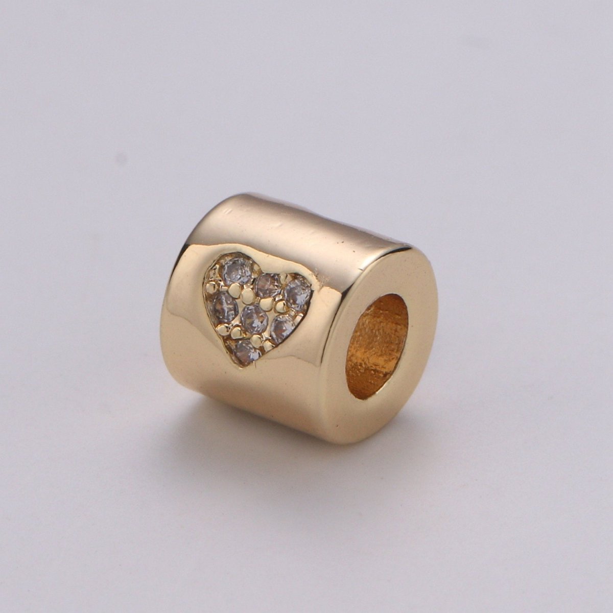 Tiny Beads 6mm Bead CZ Gold Beads Heart Beads cylinder Cubic Beads for Bracelet Necklace Supply Large Hole Beads 3mm hole