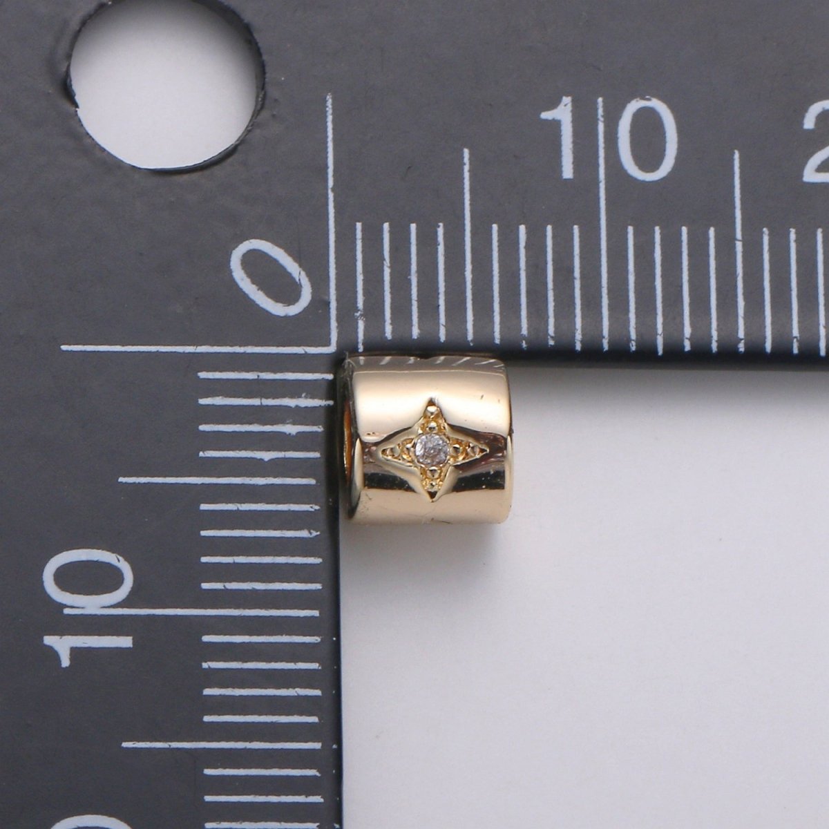 Tiny Beads 6mm Bead CZ Gold Beads Star Beads cylinder Cubic Beads for Bracelet Necklace Supply Large Hole Beads 3mm hole