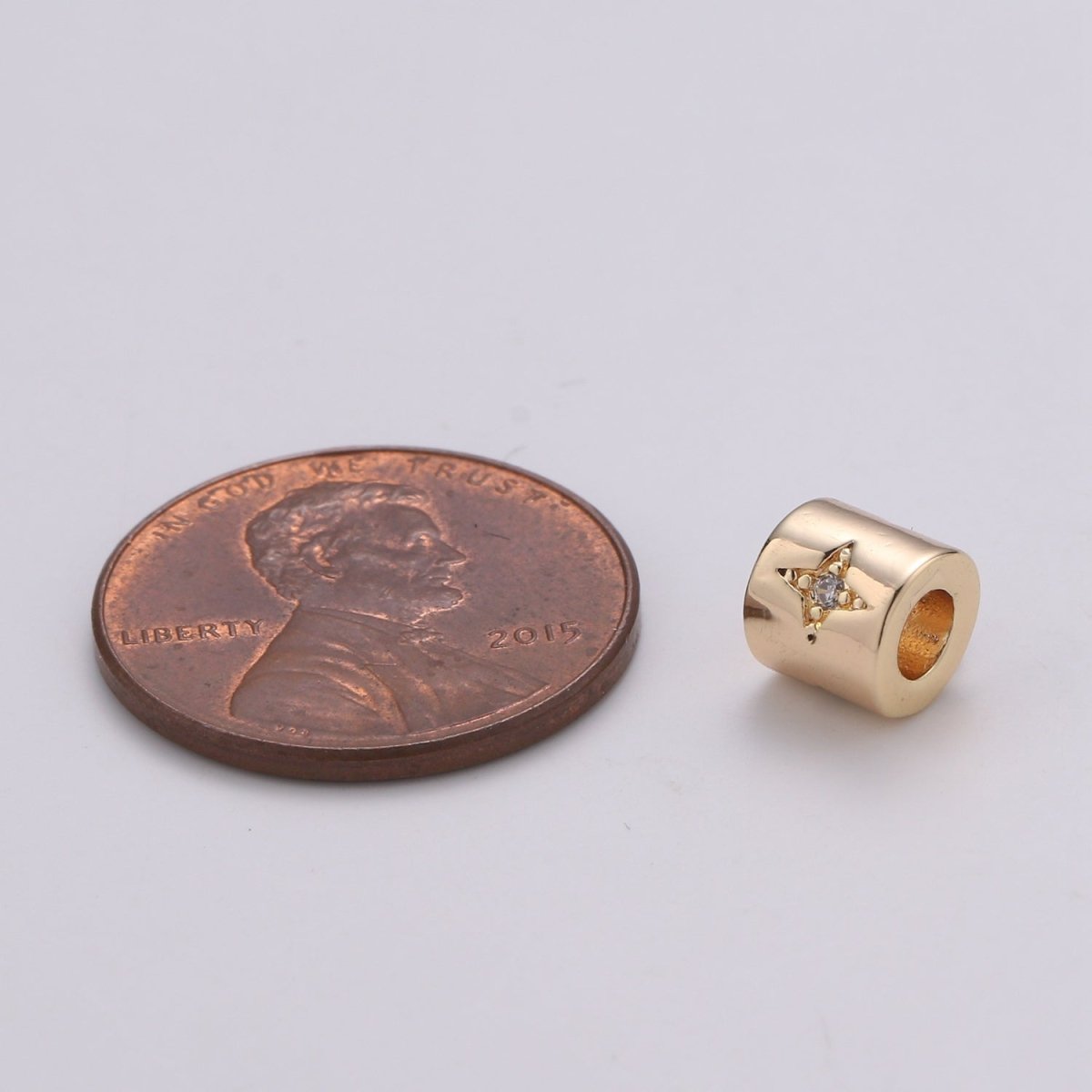 Tiny Beads 6mm Bead CZ Gold Beads Star Beads cylinder Cubic Beads for Bracelet Necklace Supply Large Hole Beads 3mm hole