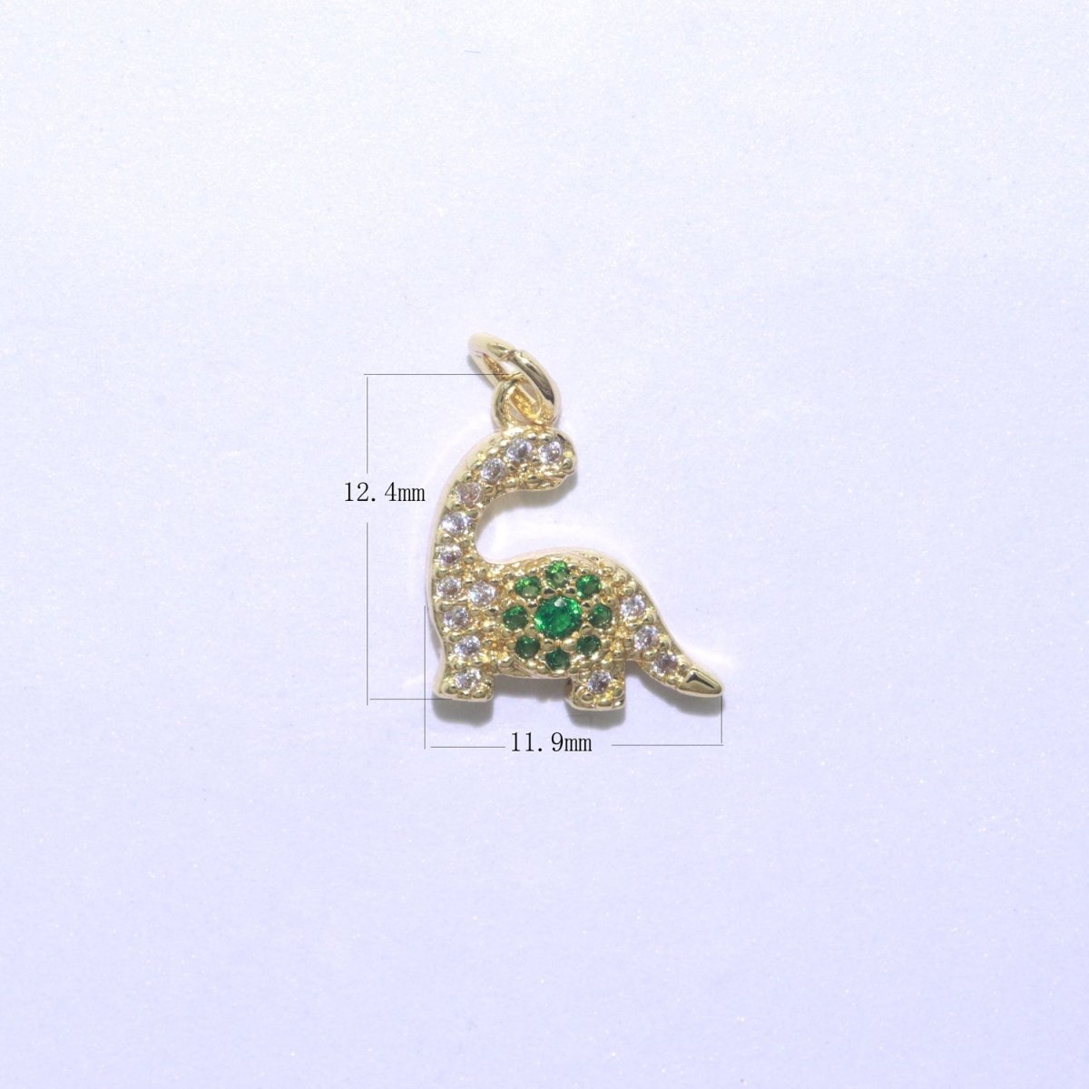 Tiny brontosaurus Charm Gold dinosaur pendant. Jurassic animal extinct prehistoric charm. small jewelry. paleontologist M-203