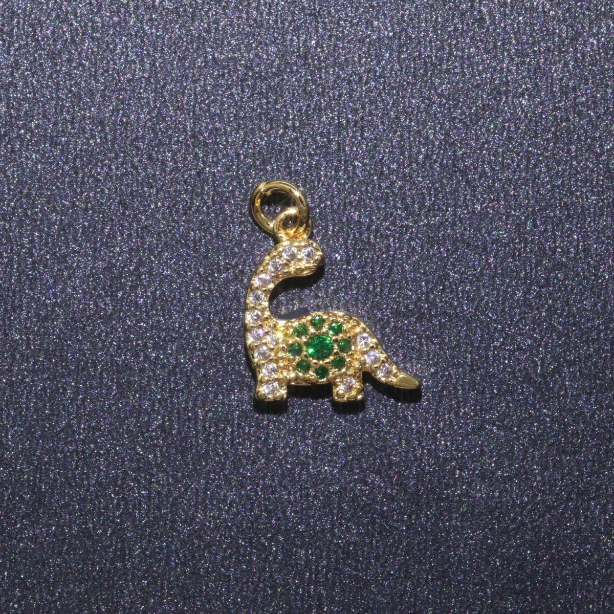 Tiny brontosaurus Charm Gold dinosaur pendant. Jurassic animal extinct prehistoric charm. small jewelry. paleontologist M-203