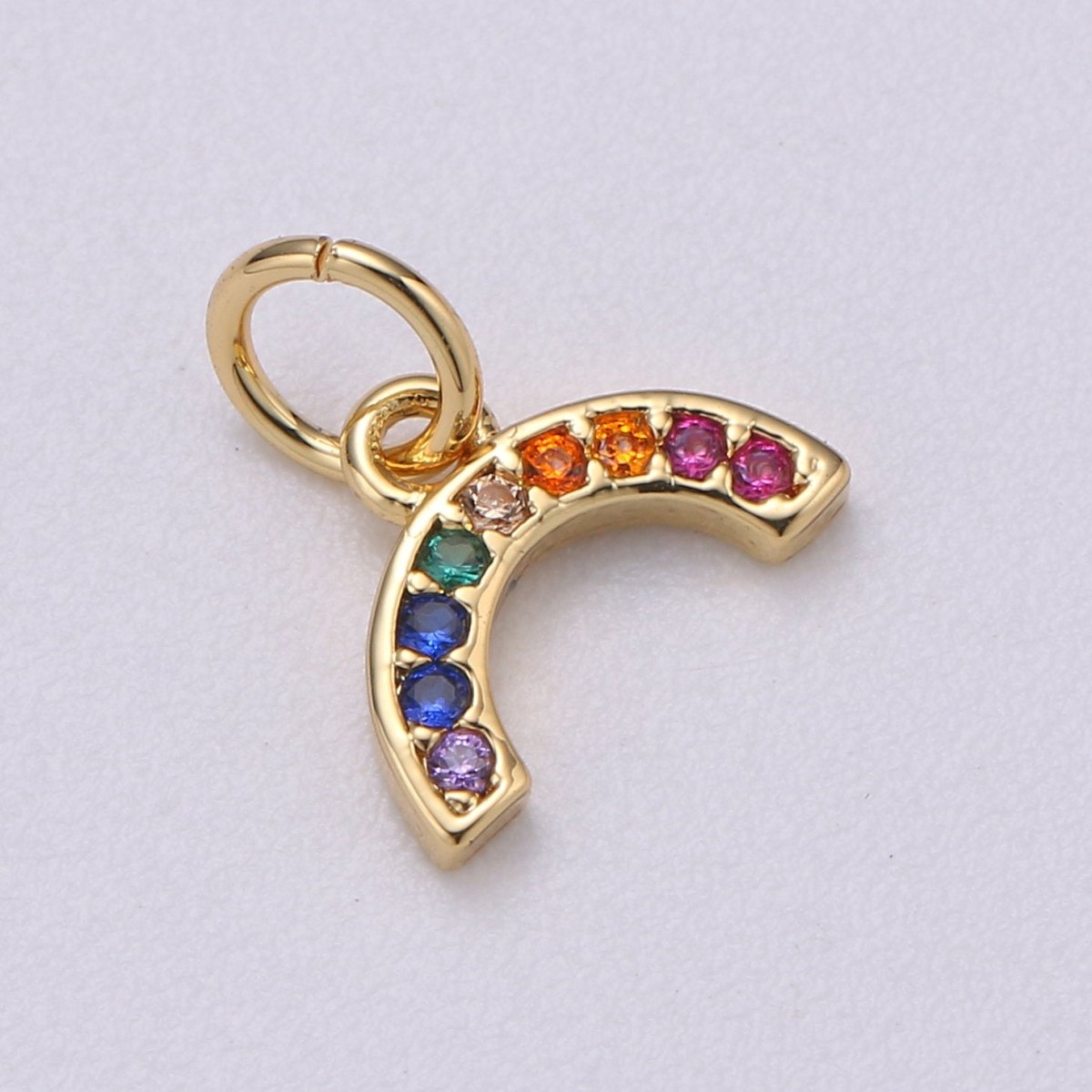Tiny Colorful CZ Micro Pave Rainbow Charm, Cubic Zirconia Rainbow Pave Necklace Pendant Bracelet Charm Earring Charm in 18k gold filled C-410 E-163