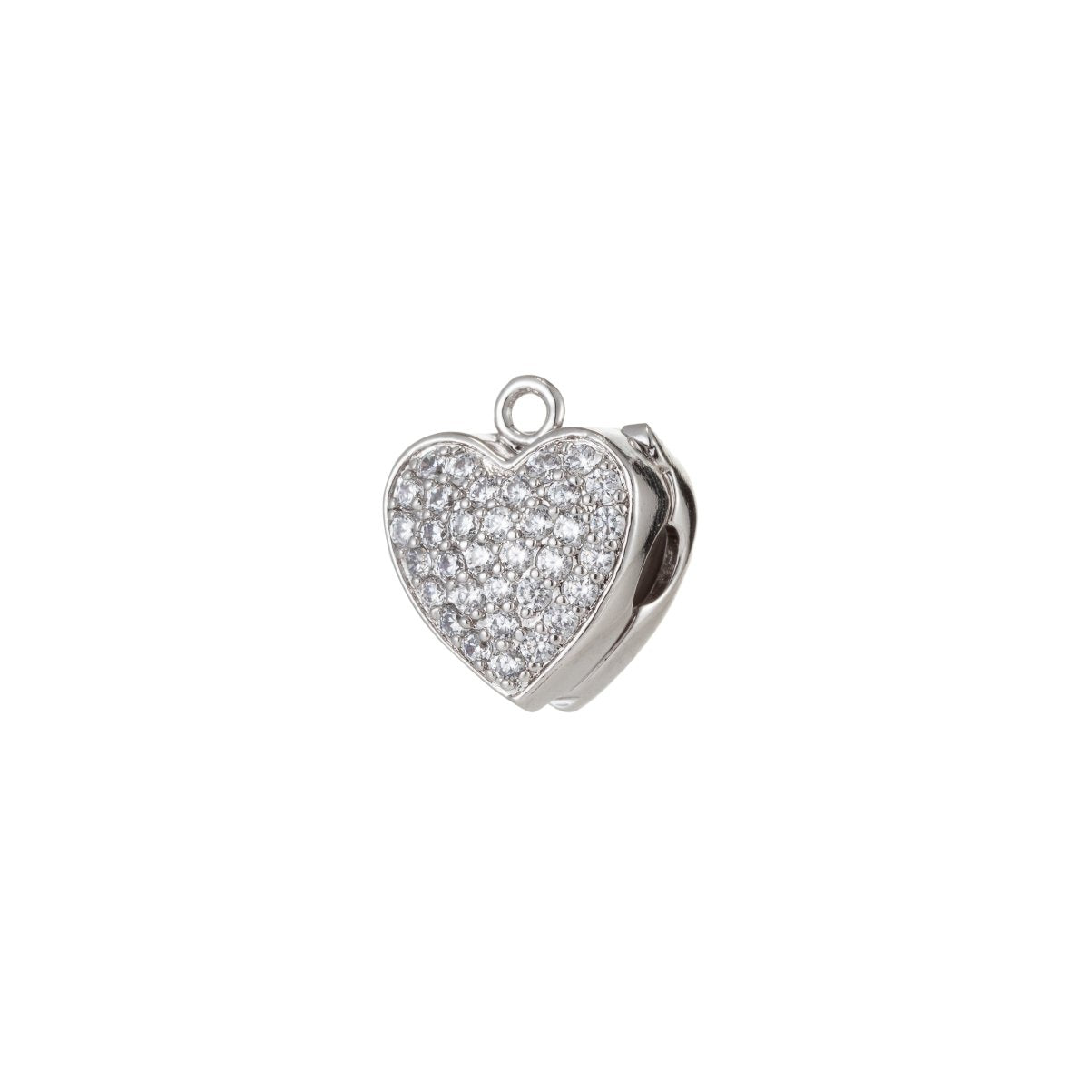 Tiny Couple Silver Heart Beads CZ Crystal Mini White Gold Valentine Miss You Writings Heart Micro Paved Jewelry Making Beads B-347