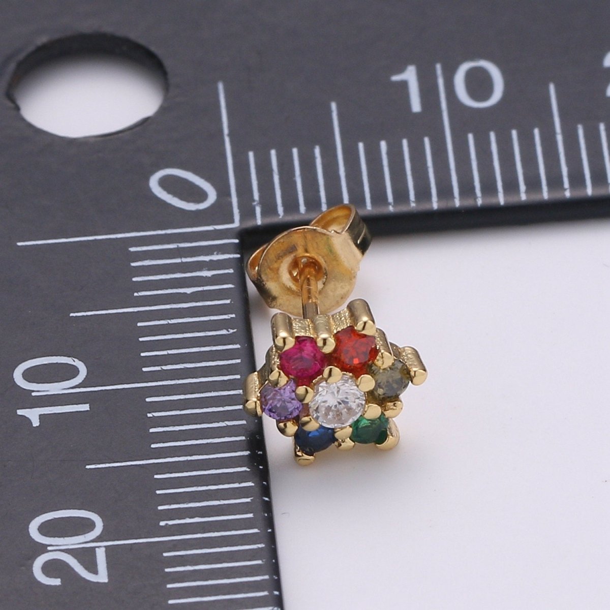 Tiny flower stud earrings, dainty stud earrings, flower stud earrings, star cz stud earrings, diamond cz studs Q-258