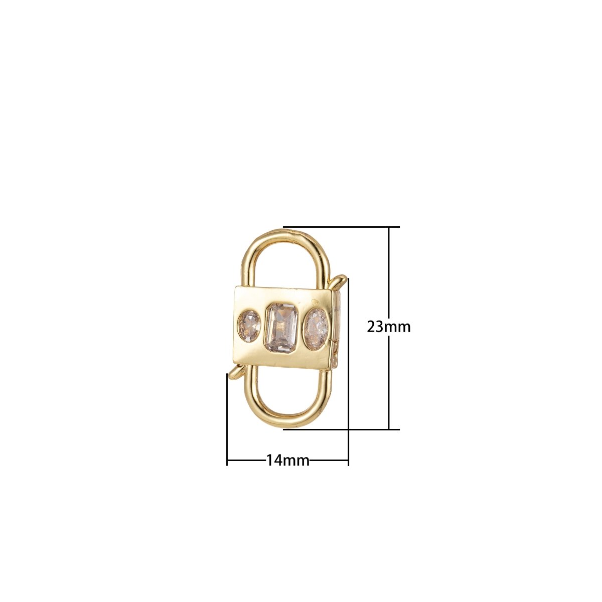 Tiny Gold CZ Micro Pave Clasp Lock, Interlock Cubic Clasp Fastener for Bracelet Necklace Clear Cz Supply L-348