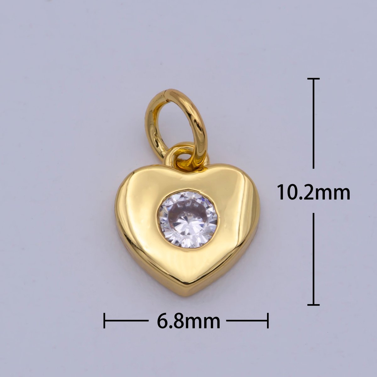 TINY Gold Filled Heart Charm Small Cz Heart Charm add on Handmade Jewelry Supplies. Handcrafted Supplies M-872