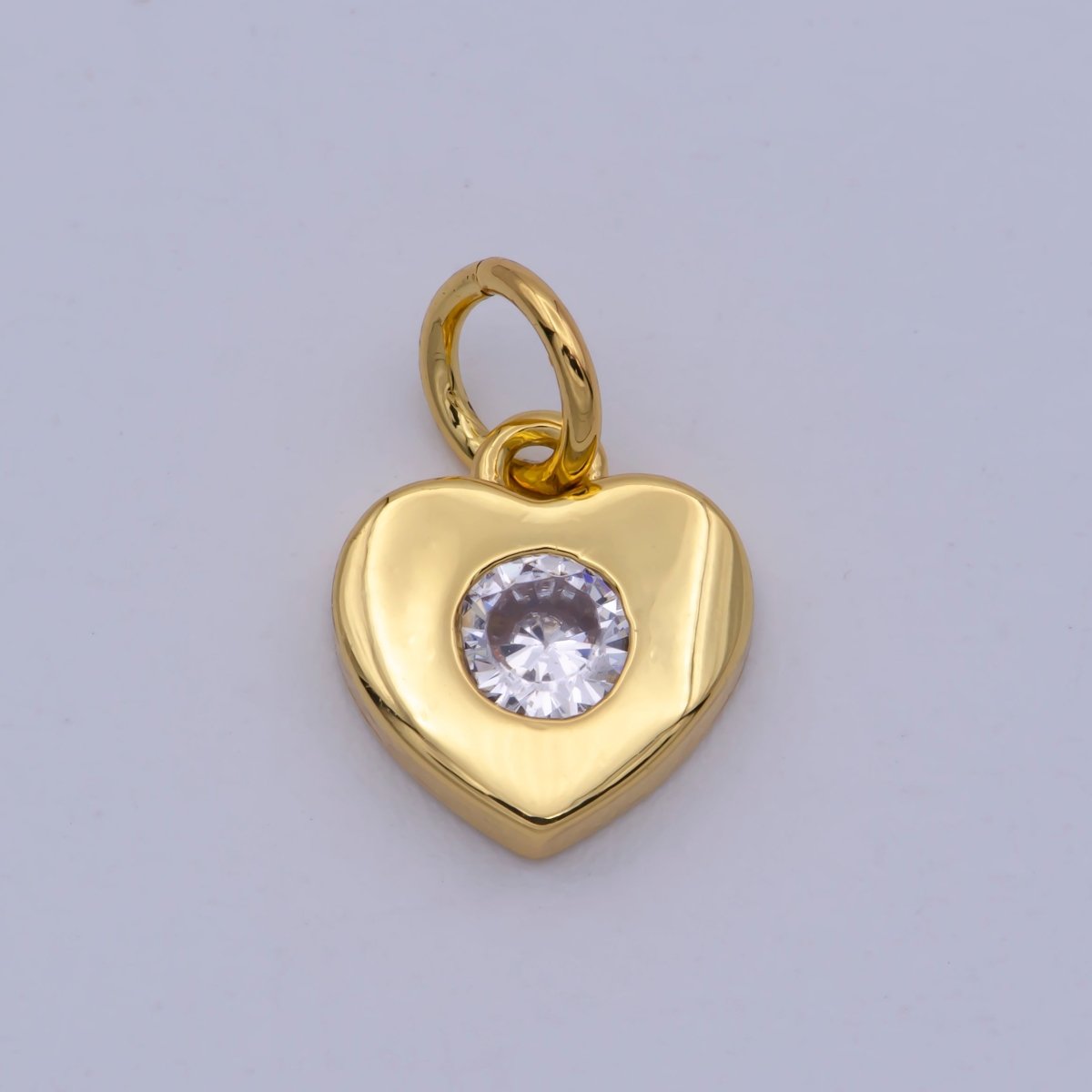 TINY Gold Filled Heart Charm Small Cz Heart Charm add on Handmade Jewelry Supplies. Handcrafted Supplies M-872