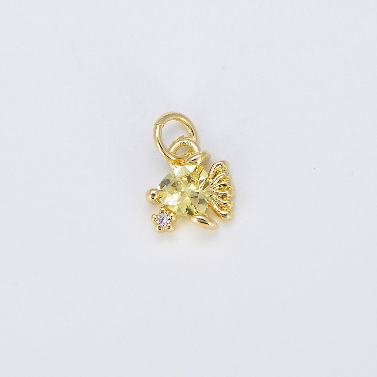 Tiny Gold Fish Charm Dainty Fish Pendant 14kt Gold Filled Charm Animal Charm Cubic Blue Under the sea Inspired E-874