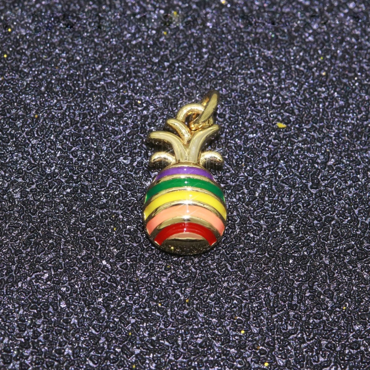 Tiny Gold Pineapple Charm, Gay Pride Dangle, LGBT Charm Rainbow LGBTQ Pride Jewelry Making Supply Dole Tropical Fruit Rainbow Charm M-449