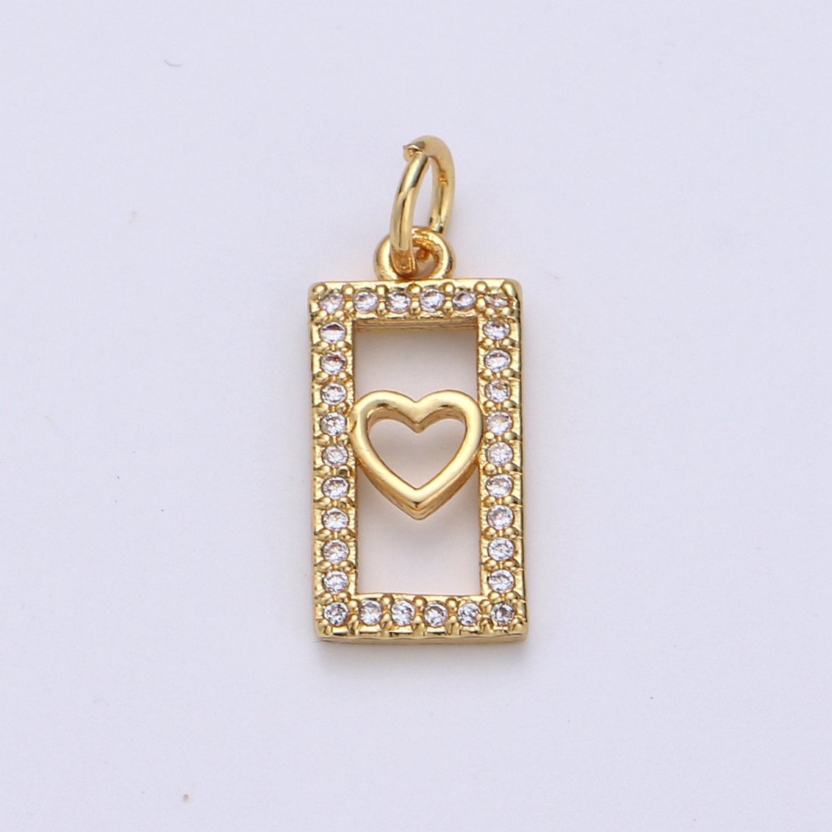 Tiny Heart Charm CZ Cubic Zirconia Mini Lover Charm Gold Charm 14k Gold Filled Micro Pave Charm for Bracelet Necklace Earring Jewelry, D-242